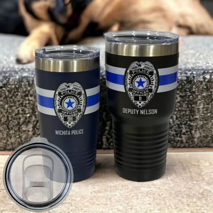 Custom Police Badge Stainless Steel Insulated Tumbler