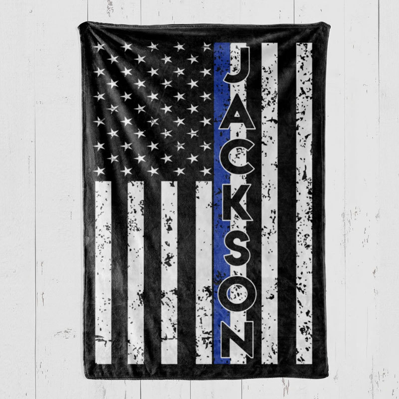 Custom Police blanket American Flag Back The Blue Gift
