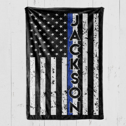 Custom Police blanket American Flag Back The Blue Gift