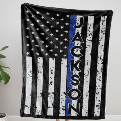 Custom Police blanket American Flag Back The Blue Gift