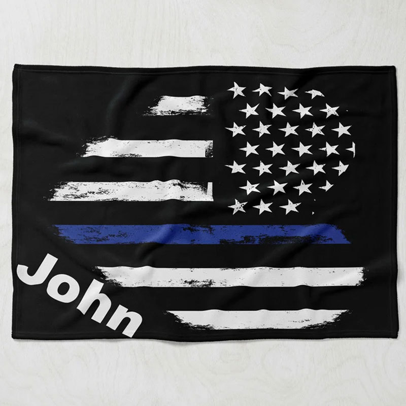 Custom Police blanket American Flag Back The Blue Gift
