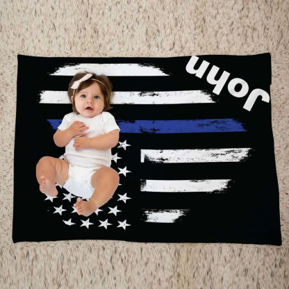 Custom Police blanket American Flag Back The Blue Gift