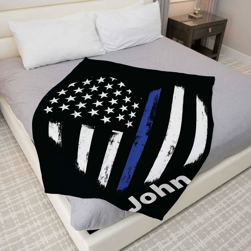 Custom Police blanket American Flag Back The Blue Gift