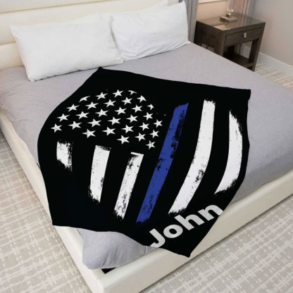 Custom Police blanket American Flag Back The Blue Gift