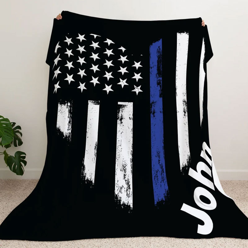 Custom Police blanket American Flag Back The Blue Gift