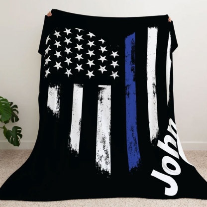 Custom Police blanket American Flag Back The Blue Gift
