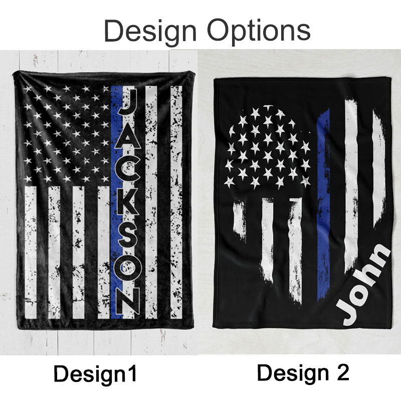 Custom Police blanket American Flag Back The Blue Gift