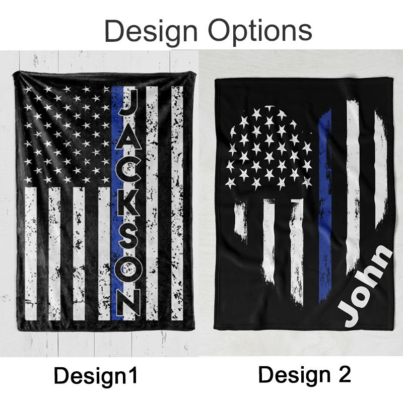 Custom Police blanket American Flag Back The Blue Gift