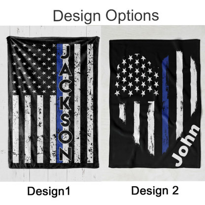 Custom Police blanket American Flag Back The Blue Gift