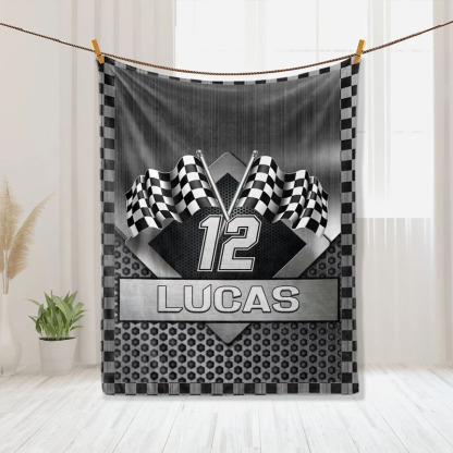 Custom Racing Name Number Soft Blanket