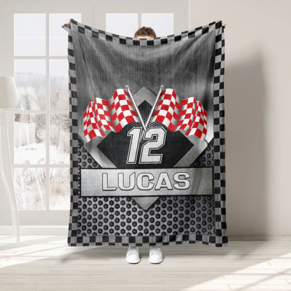 Custom Racing Name Number Soft Blanket