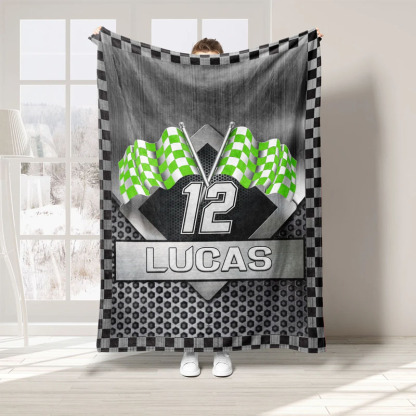 Custom Racing Name Number Soft Blanket