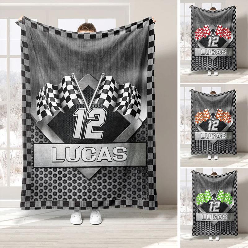 Custom Racing Name Number Soft Blanket