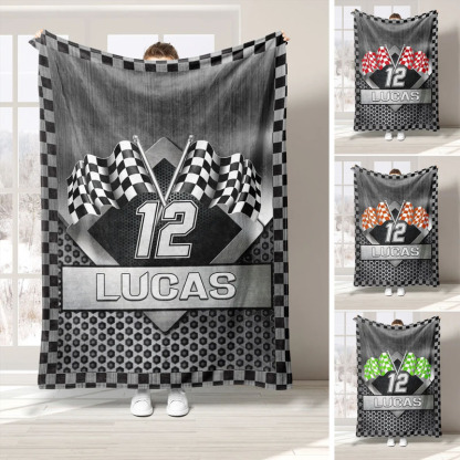 Custom Racing Name Number Soft Blanket