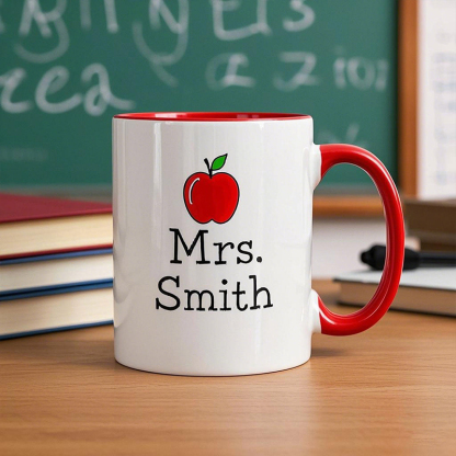 Custom Teacher Mug Apple Design