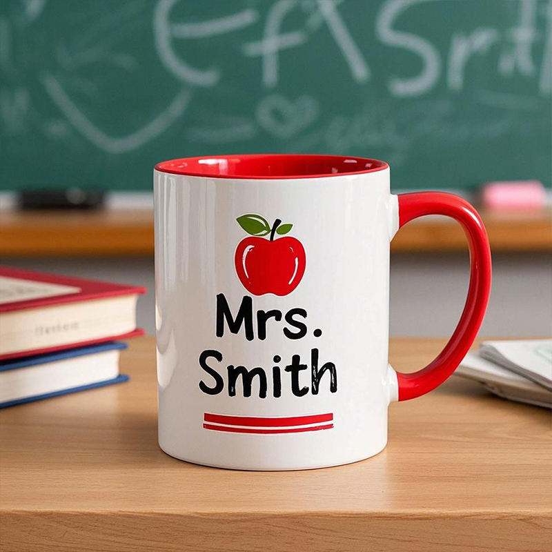 Custom Teacher Mug Apple Design