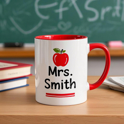 Custom Teacher Mug Apple Design