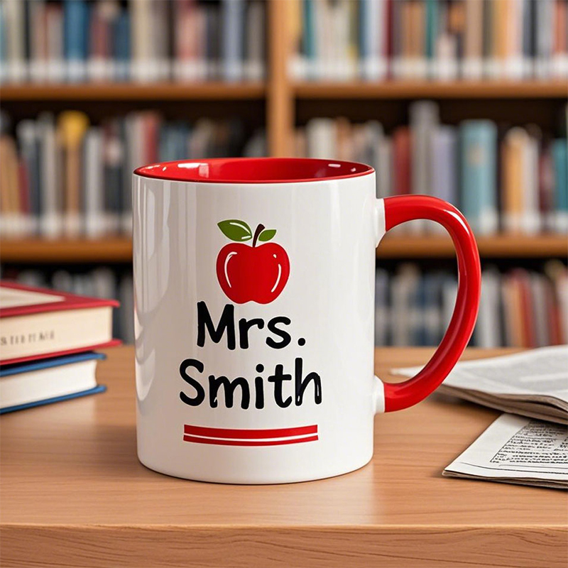 Custom Teacher Mug Apple Design
