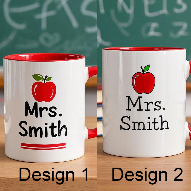 Custom Teacher Mug Apple Design