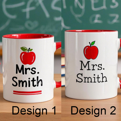 Custom Teacher Mug Apple Design