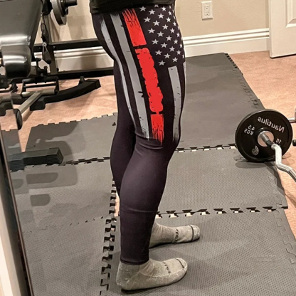 Custom Thin Red Line Flag Leggings - Firefighter Gift