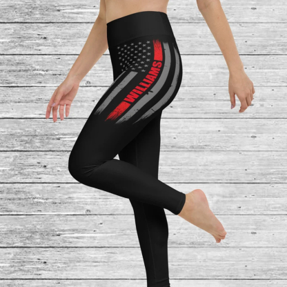 Custom Thin Red Line Flag Leggings - Firefighter Gift