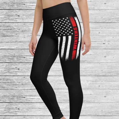 Custom Thin Red Line Flag Leggings - Firefighter Gift
