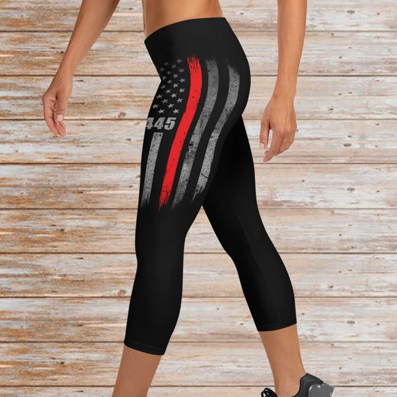 Custom Thin Red Line Flag Leggings - Firefighter Gift