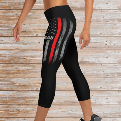 Custom Thin Red Line Flag Leggings - Firefighter Gift