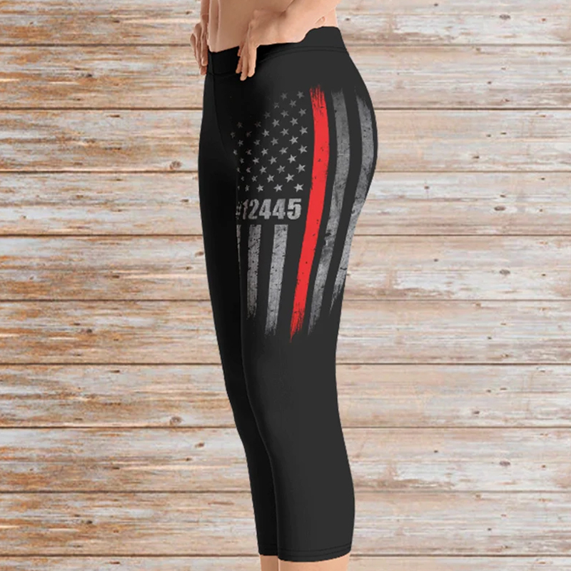 Custom Thin Red Line Flag Leggings - Firefighter Gift