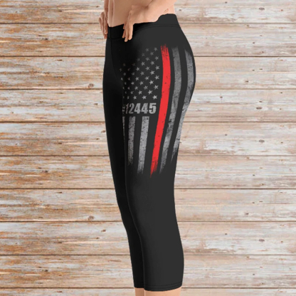 Custom Thin Red Line Flag Leggings - Firefighter Gift