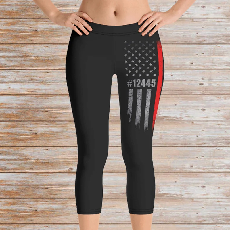 Custom Thin Red Line Flag Leggings - Firefighter Gift