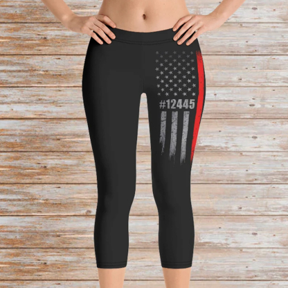 Custom Thin Red Line Flag Leggings - Firefighter Gift