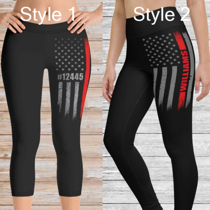 Custom Thin Red Line Flag Leggings - Firefighter Gift