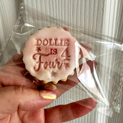Customizable Name And Number Birthday Cookie Stamps With Star Decoration