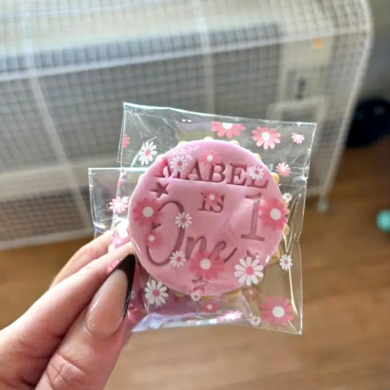 Customizable Name And Number Birthday Cookie Stamps With Star Decoration