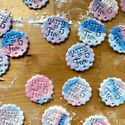 Customizable Name And Number Birthday Cookie Stamps With Star Decoration