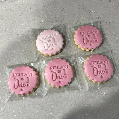 Customizable Name And Number Birthday Cookie Stamps With Star Decoration