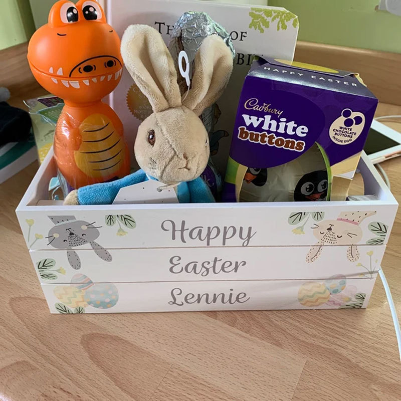 Easter White Wooden Crate Custom Easter Box