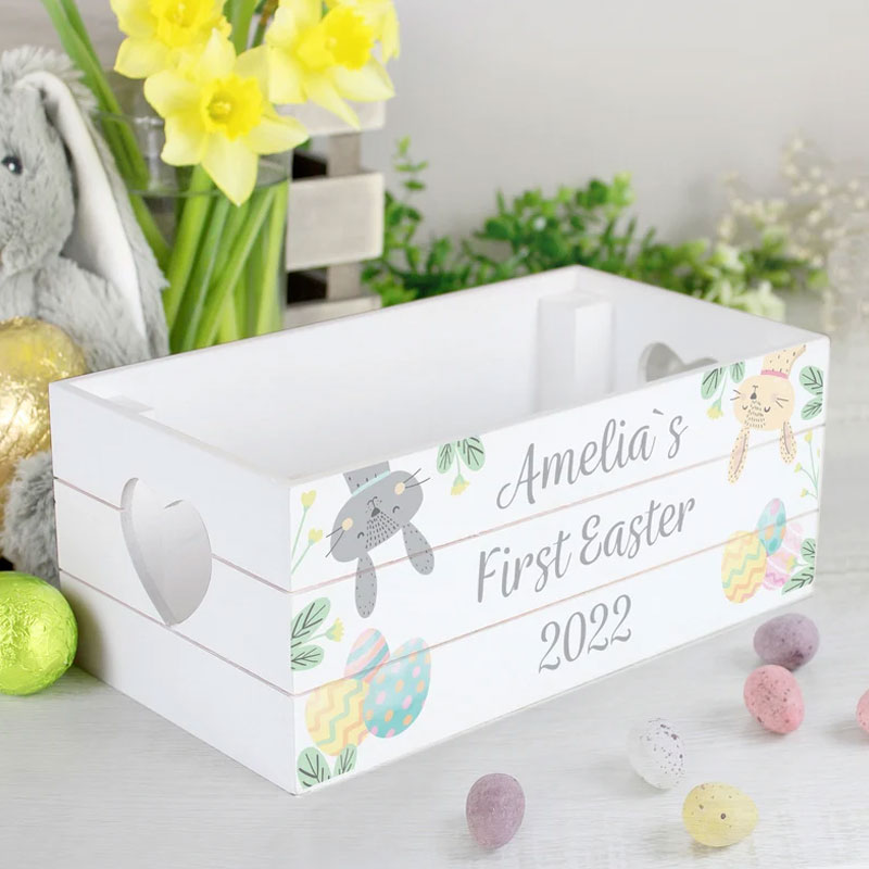 Easter White Wooden Crate Custom Easter Box