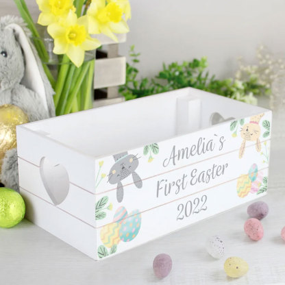Easter White Wooden Crate Custom Easter Box