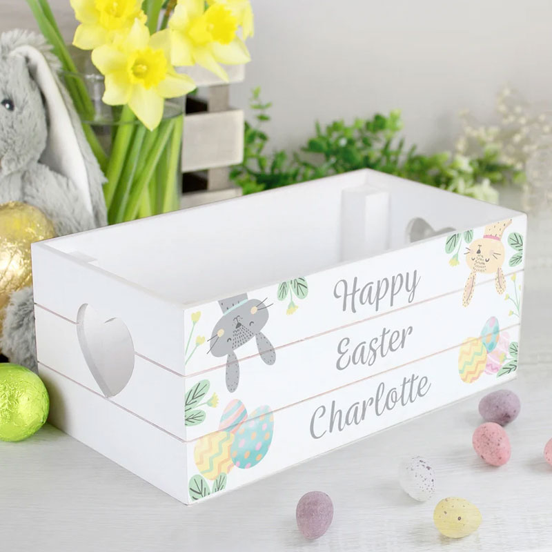 Easter White Wooden Crate Custom Easter Box