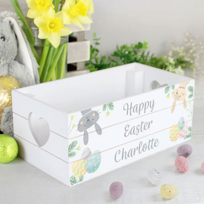 Easter White Wooden Crate Custom Easter Box