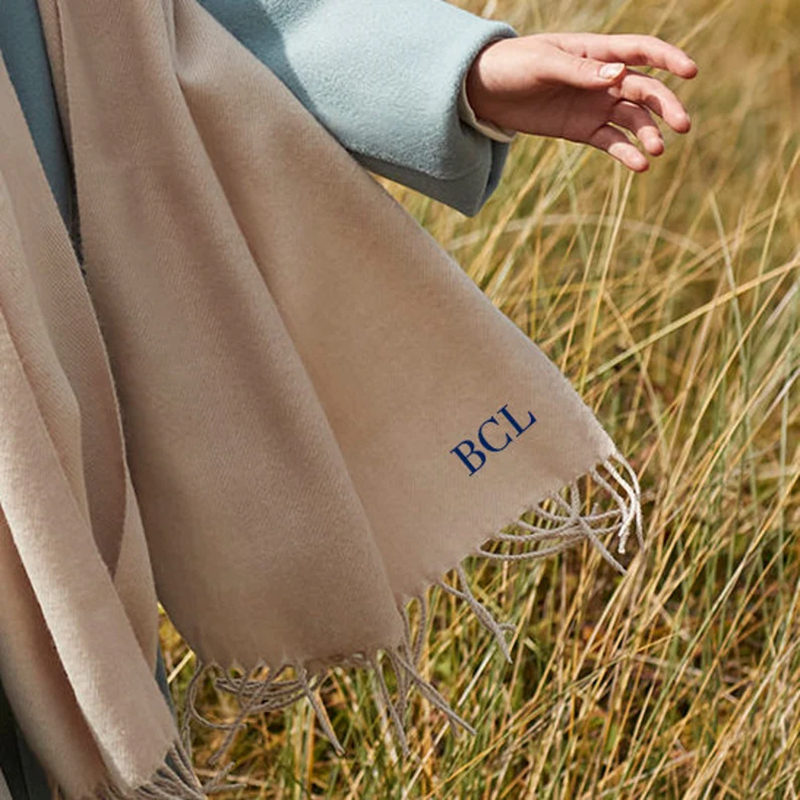 Embroidered Initial scarf woolly scarf 