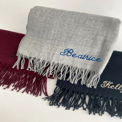 Embroidered Initial scarf woolly scarf 