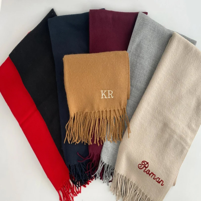 Embroidered Initial scarf woolly scarf 