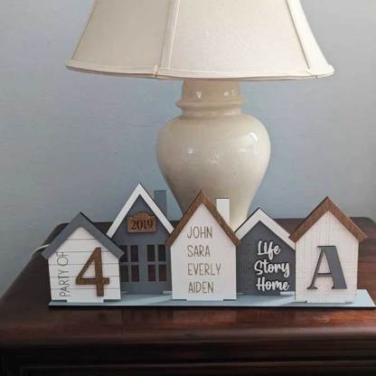 Personalized Grey Houses, Standing House, Shelf Sitter