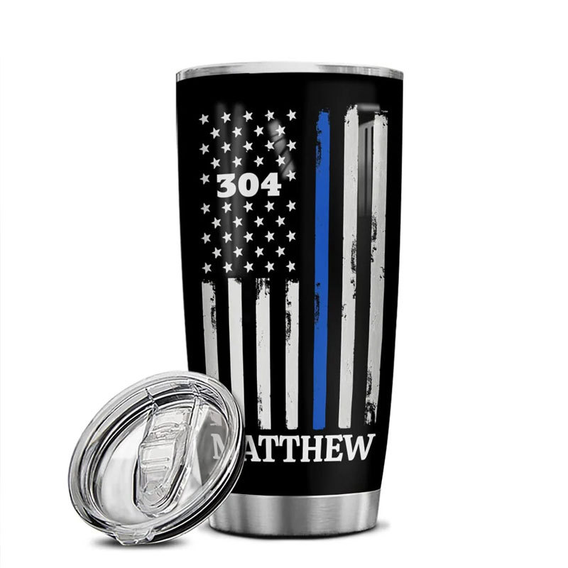 Personalized The Thin Blue Line Police 20oz Tumbler