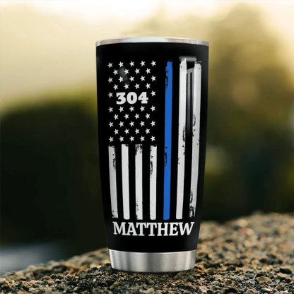 Personalized The Thin Blue Line Police 20oz Tumbler
