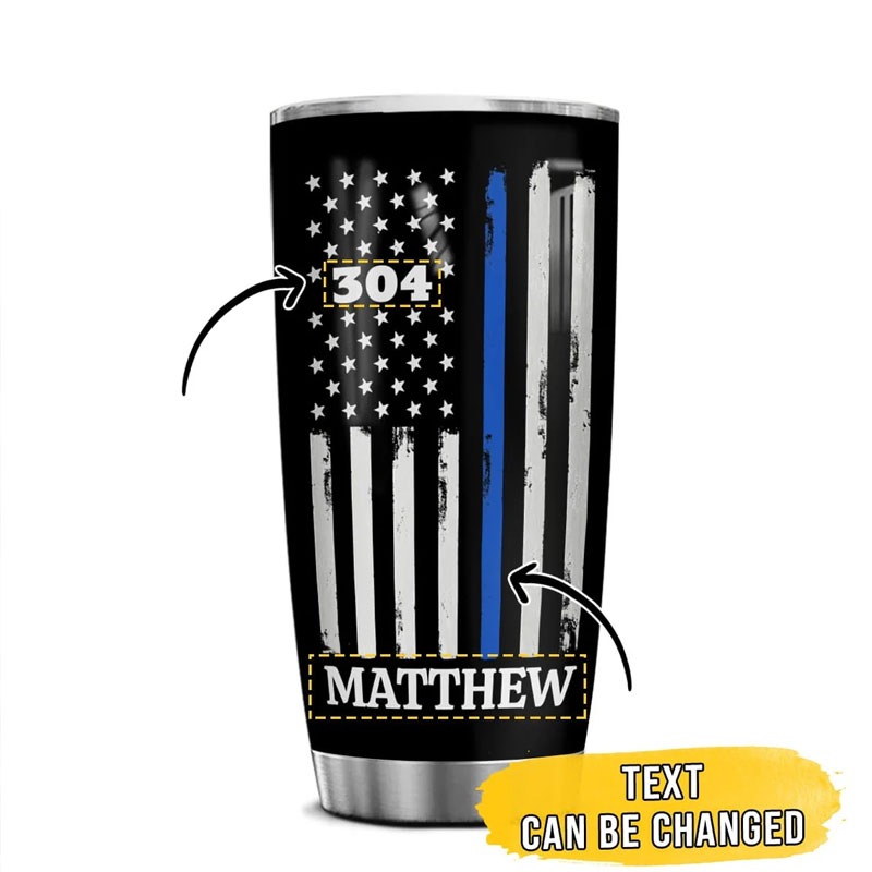 Personalized The Thin Blue Line Police 20oz Tumbler